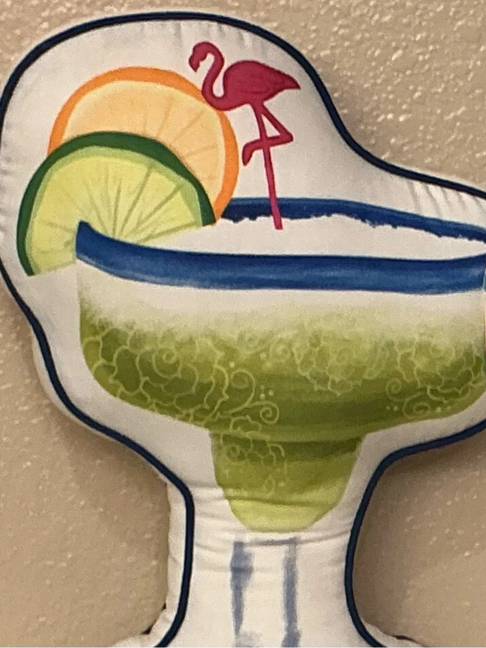 Novogratz Margarita Cocktail Pillow with Pink Flamingo Accent